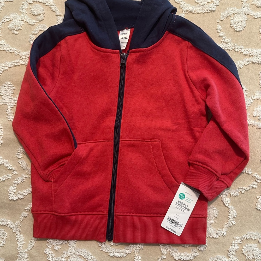 Carter's Red and Navy Full-Zip Hoodie for Kids